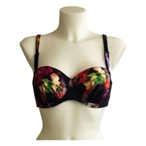 TED BAKER Women’s Multicolor Floral Swimwear Bra Top Size 34DD/E